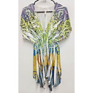 Vintage Y2K Voll Babydoll Tunic Top Womens‎ Small Paisley Asymmetric BOHO Artsy